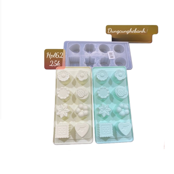Khay Đá Nhựa HPL - HPL62 - TH 8c Hoa Tim Vuông Bông Tuyết