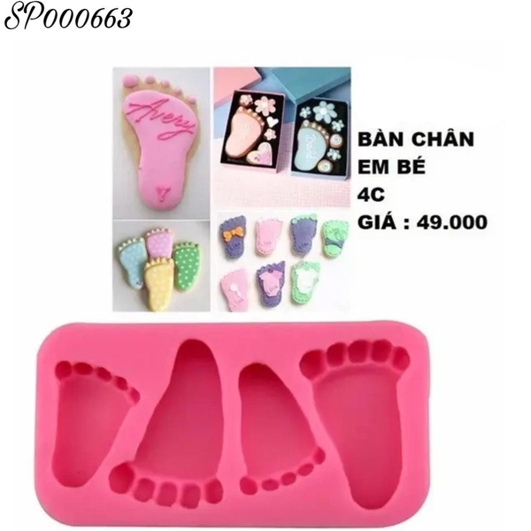 Khuôn Silicon - Em Bé - Bàn Chân 3-4cm 4c