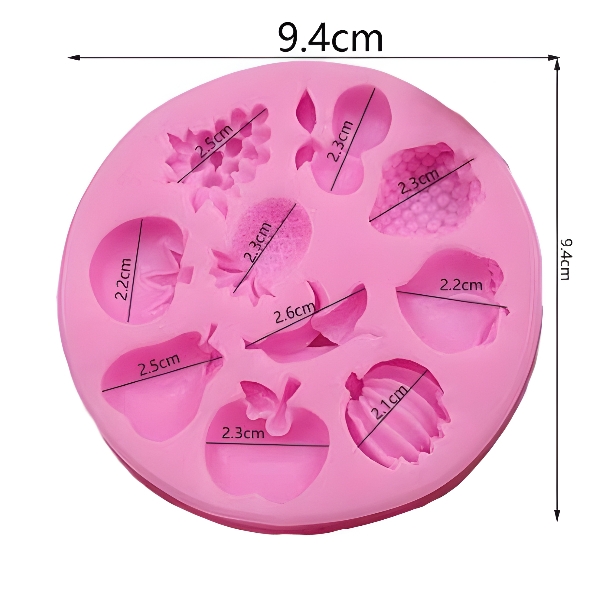 Khuôn Silicon - Trái Cây - Táo Chuối Nho Táo Lê Vĩ 8c 2.6cm Tròn TH