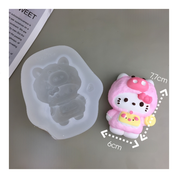 Khuôn Silicon - Mèo Kitty - Mèo Con Hình Heo 6cm