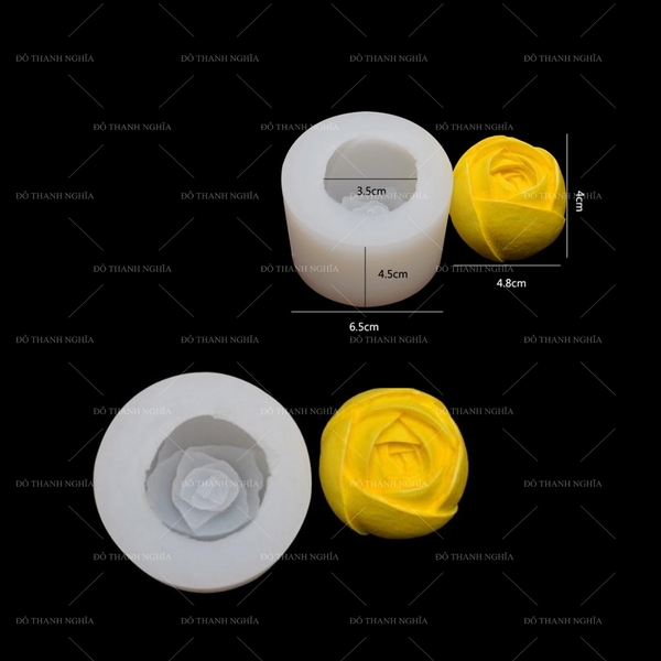 Khuôn Silicon - Hoa Hồng Nụ - 5cm - Xoắn A4-HỒNG TRỨNG