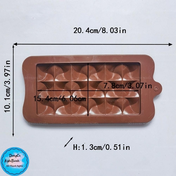 Khuôn Silicon - Viền VN - 17x8cm - VN10 - Vuông Xoắn