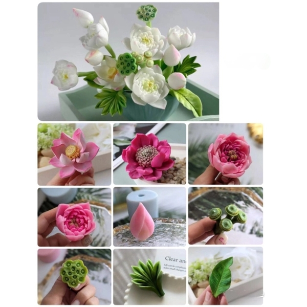 Khuôn Silicon - Combo Set 9 Hoa Sen Nở
