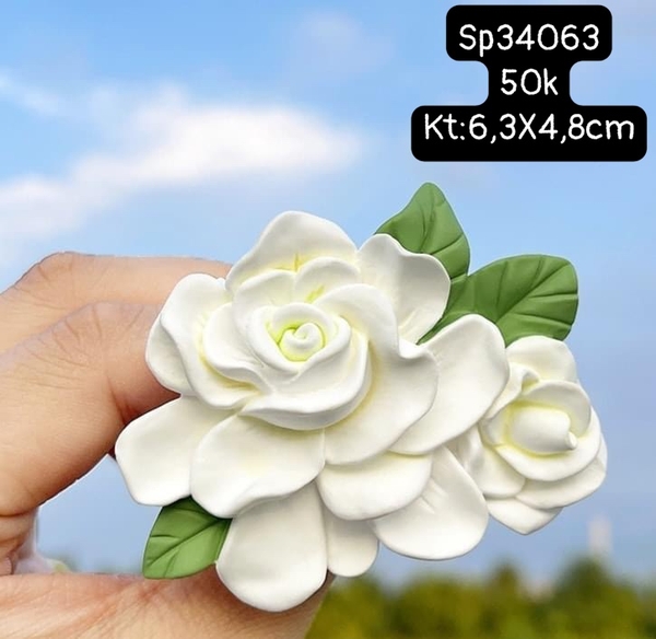 Khuôn Silicon - Hoa Hồng Nở - 6.3x4.8cm - Ép Hồng Kèm Lá