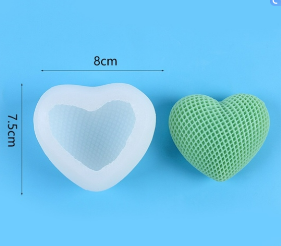 Khuôn Silicon - Trái Tim Kiểu - Tim Lưới 7.5cm