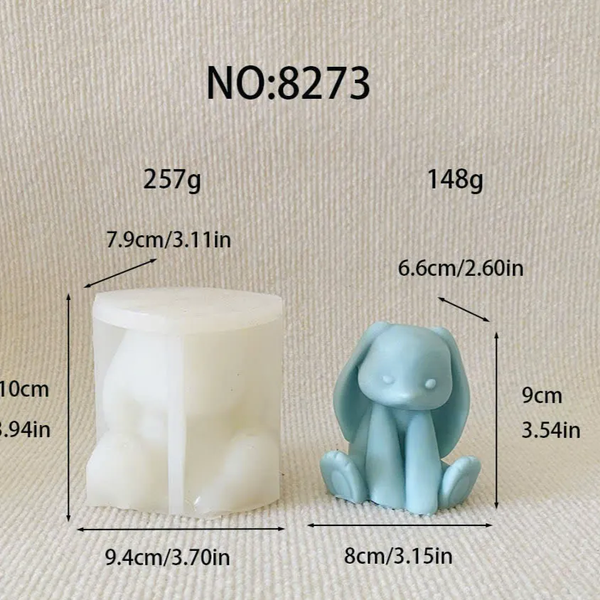 Khuôn Silicon - Động Vật - Gấu Ngồi Tai Dài 9cm Con Thỏ