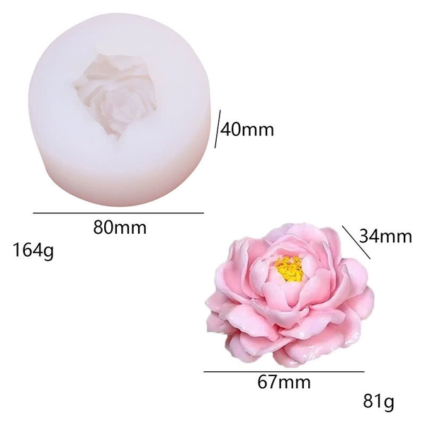 Khuôn Silicon - Hoa Mẫu Đơn - 6.7cm