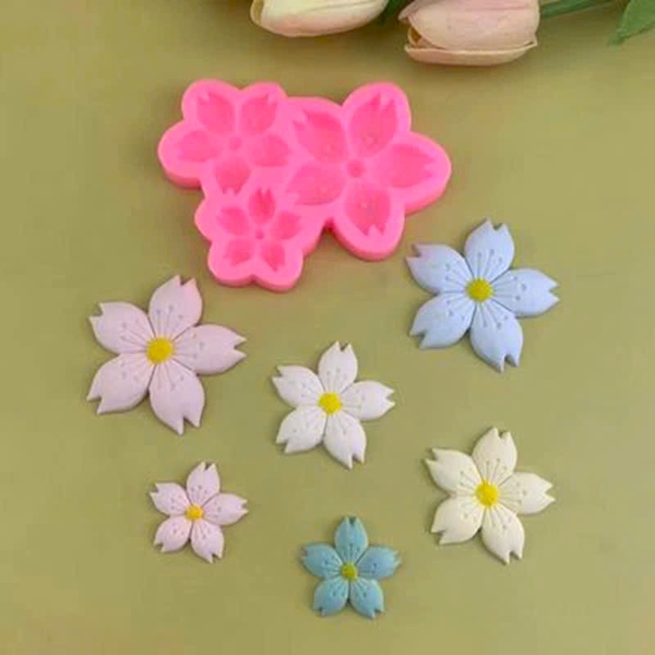 Khuôn Silicon - Hoa Mai Đào Nằm - 3-4-5cm - 3c Cánh Cắt