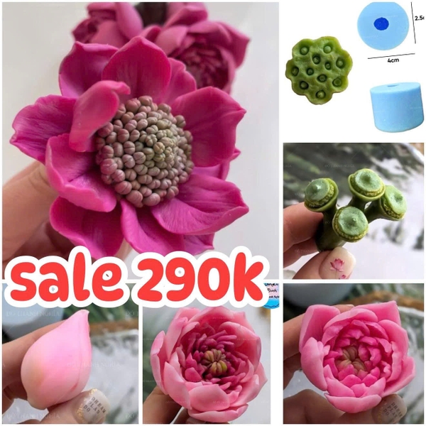 Khuôn Silicon - Combo Set 6 Hoa Sen Nở