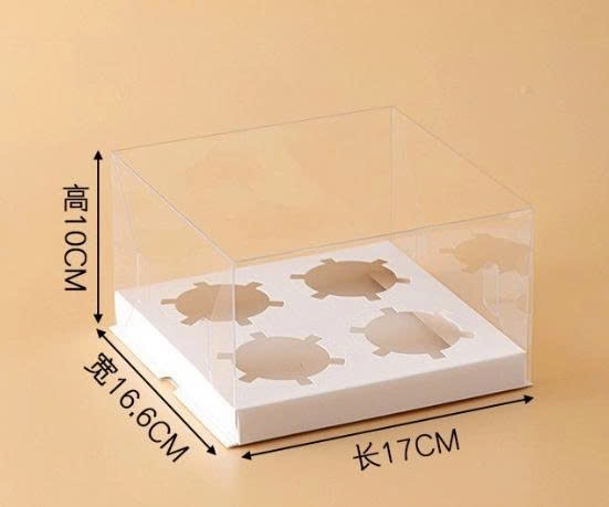 Hộp Nhựa Mika - Cup Cake Gấp - 4 Bánh