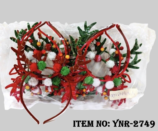 YNR-2749A  TÚI 2C CÀI TÓC NOEL SỪNG TUẦN LỘC ĐÈN