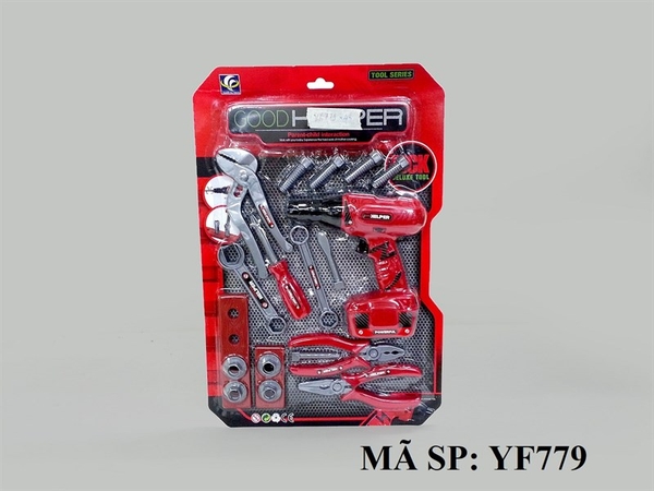 YF779 VỈ KỀM BÚA + KHOAN+ ỐC+ VÍT+ (ĐỎ)