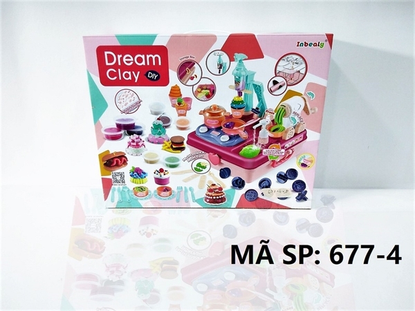 677-4 HỘP VALI ĐẤT SÉT LÀM KEM, MÌ, BÁNH + 2C MÁY ÉP + 8 HŨ ĐẤT SÉT + BẾP GAS, BỒN RỬA RAU 2 IN 1 Dream Clay 677-5