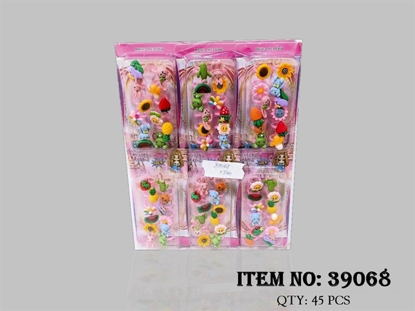 39068 VỈ HỘP 12C NHẪN NHỰA THÚ, TRÁI CÂY