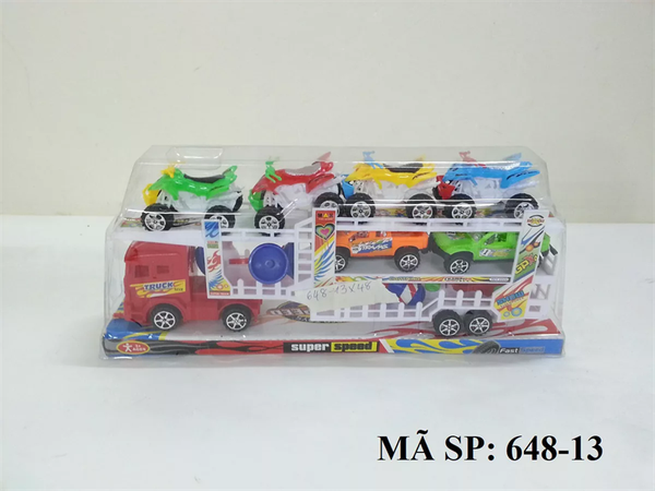 648-13 HỘP KIẾNG XE TRỚN 3 TẦNG CHỞ 7C XE (4C MOTO, 2C XE HƠI, 1C XE ĐUA + BIỂN BÁO )