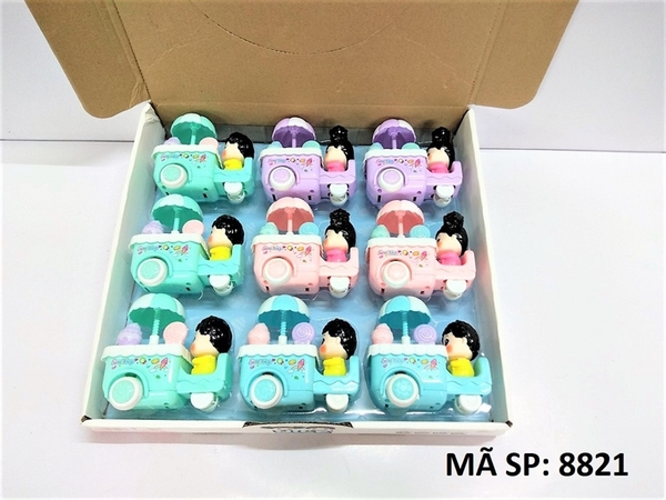 8821 HỘP XE ĐẨY KEM TRỚN BÉ NILE XOAY DÙ 9C 4 MÀU