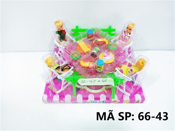 66-43 HỘP KIẾNG BÀN ĂN 4 BÉ, 6 GHẾ, BÀN THỨC ĂN, 4 LY