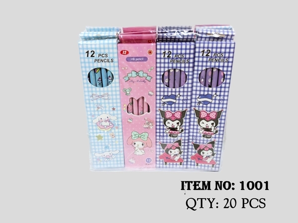 1001  TÚI 12 HỘP 12C BÚT VIẾT CHÌ CHUỐT SANRIO