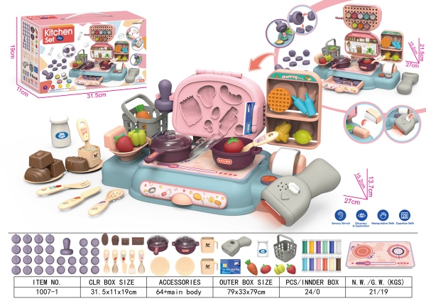 1007-1  HỘP ĐẤT SÉT MÁY TÍNH TIỀN SIÊU THỊ PIN, KỆ BẾP, KHUÔN + 12 TÚI