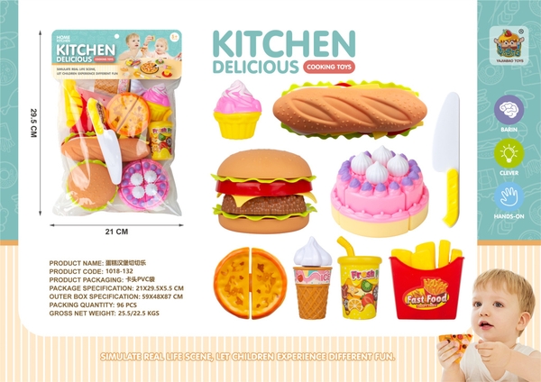 1018-132  TÚI BẾP DÍNH BÁNH KEM, HAMBUGER, BÁNH MÌ, KEM, BÁNH TRỨNG, DAO (PVC)