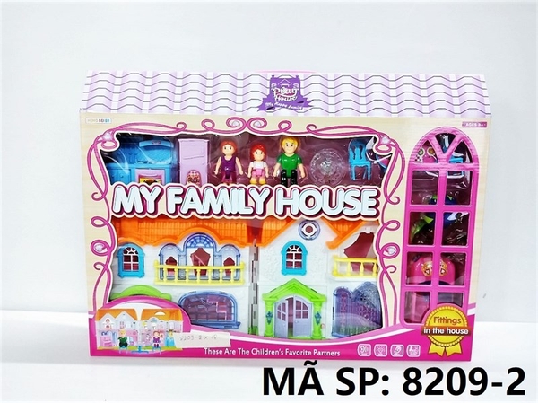 8209-2 HỘP NỘI THẤT NHÀ PIN ĐÈN + XE HƠI, NHÀ BẾP, 3 NGƯỜI My Family House