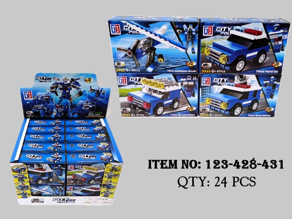 123-428-431  HỘP LOGO RÁP ROBO, XE CẢNH SÁT HỘP 16C