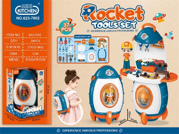 623-7002 HỘP TÀU VŨ TRỤ KỀM BÚA 37 MIẾNG