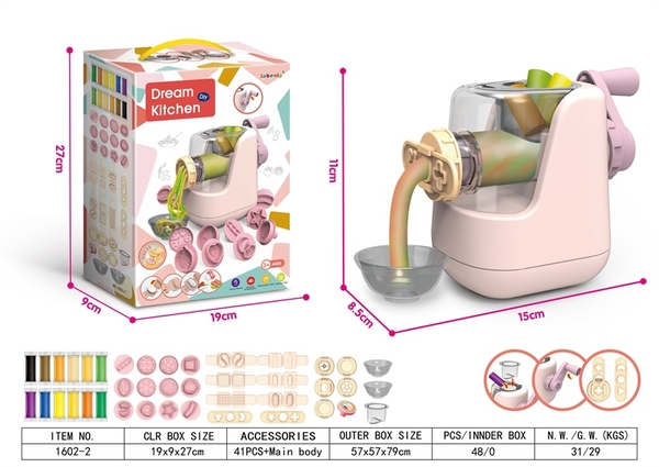 1602-2 HỘP ĐẤT SÉT LÀM MÌ + MÁY+ KHUÔN + 12 TÚI DRAEM CLAY 1602-1, 1602-2, 1602-6, 1602-5,1602-9, 1602-10