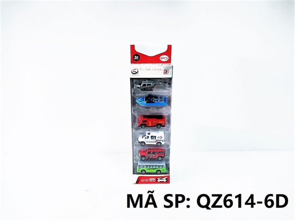 QZ614-6D VỈ HỘP XE SẮT TRỚN 6C ĐỦ MẪU (TRỰC THĂNG, TÀU, CỨU HỎA, CỨU THƯƠNG, HƠI, BUS)