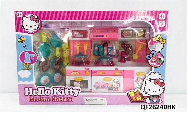 QF26240HK HỘP NHÀ BẾP GAS PIN LÒ NƯỚNG+ MÁY HÚT KHÓI+BỒN RỬA CHÉN+NỒI, CHẢO HELLO KITTY