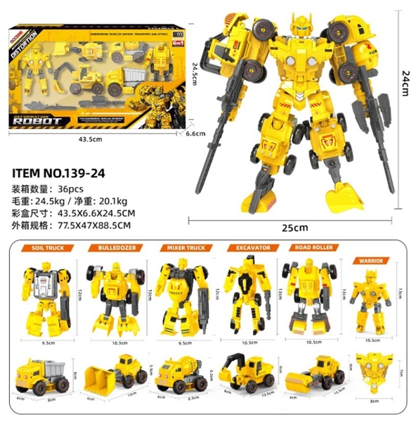 139-24  HỘP RÁP ROBO BIẾN HÌNH XE CÔNG TRÌNH ĐỦ MẪU