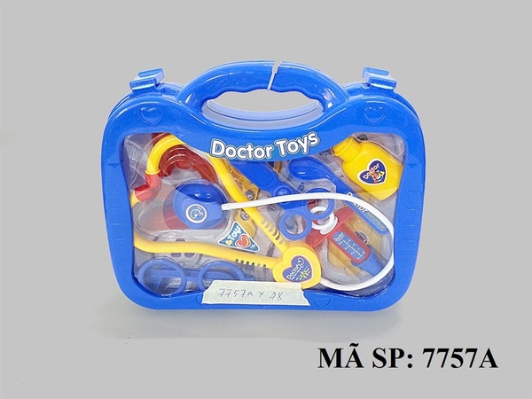 7757A HỘP VALI BÁC SĨ TAI NGHE + MẮT KIẾNG + KÉO (XANH)