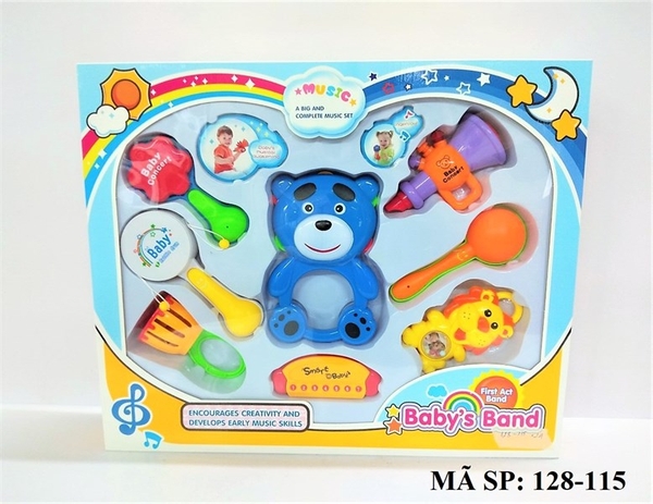 128-115 HỘP LẮC TREO NÔI 8 MÓN (GẤU, KÈN, SƯ TỬ, TRỐNG LẮC) Baby Band 128-112 - 128-116