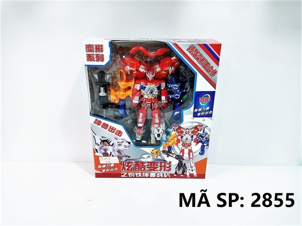 2855 HỘP RÁP ROBO BIẾN HÌNH THÚ 5 IN 1 (KHỦNG LONG, SƯ TỬ) (ĐỎ)