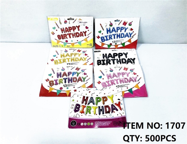 1707  TÚI BÓNG PHAO CHỮ HAPPY BIRTHDAY 16 INCH (7 MÀU) (OPP)