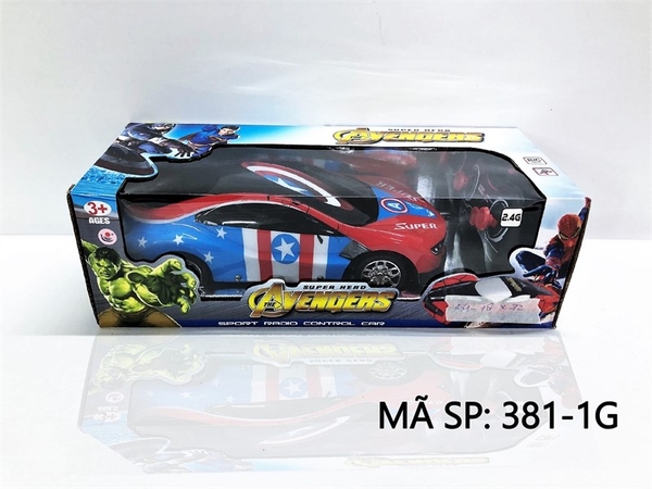 381-1G HỘP XE HƠI BMW CAPTIAN ĐK 7 Đ.TÁC ĐÈN 3D, KHÔNG SẠC AVENGERS