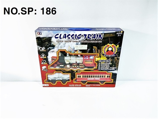 186 HỘP ĐƯỜNG RAY XE LỬA PIN NHẠC KHÓI 13 MIẾNG CLASSIC TRAIN 345CM