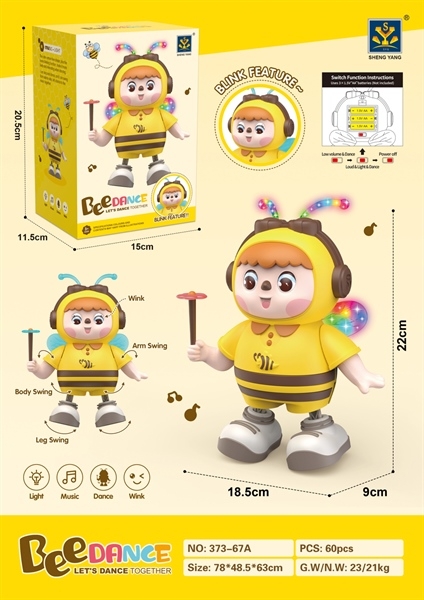 373-67A HỘP BÉ ONG PIN NHẠC ĐÈN NHẢY DANCING