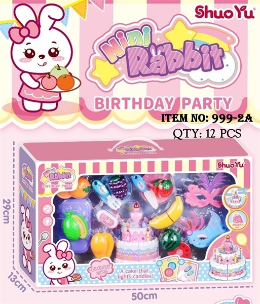 999-2A  HỘP BẾP BÁNH SINH NHẬT TRÁI CÂY DÍNH (CHUỐI, NHO, DƯA HẤU), MẶT NẠ