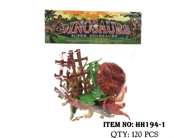 HH194-1 TÚI THÚ KHỦNG LONG 12C + HÀNG RÀO + CÂY + TỔ TRỨNG