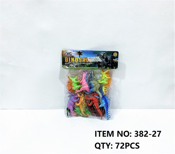 382-27 TÚI THÚ KHỦNG LONG 8C ĐỦ MẪU (5C MÀU, 3C DẠ QUANG) + 3C TRỨNG, CÂY (PVC) 382-13 - 382-18