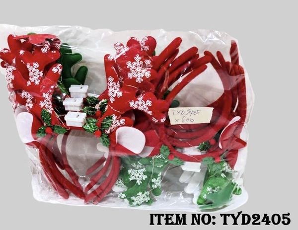 TYD2405A  TÚI 2C CÀI TÓC NOEL SỪNG TUẦN LỘC ĐÈN