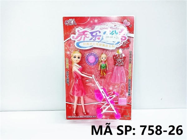 758-26 VỈ BABY 2C (1 LỚN, 1 NHÍ) + 1 ÁO, NÓN + XE ĐẨY NÔI