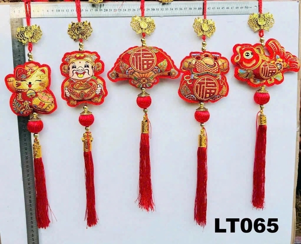 LT065 LIỄN TREO TẾT ĐỦ MẪU (MÈO, THẦN TÀI, QUẠT, THỎI VÀNG, CÁ)