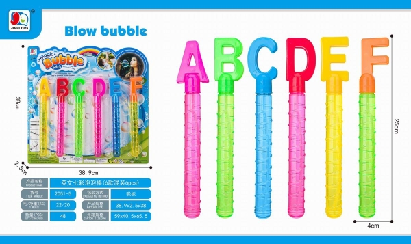 2051-5  VỈ CÂY THỔI XÀ BÔNG 6C CHỮ CÁI