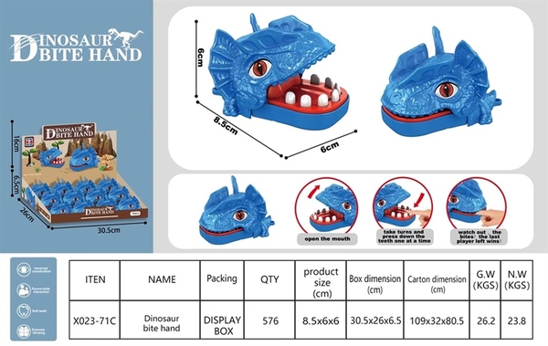 X023-71C  HỘP KHỦNG LONG MANG CỔ CẮN TAY 12C