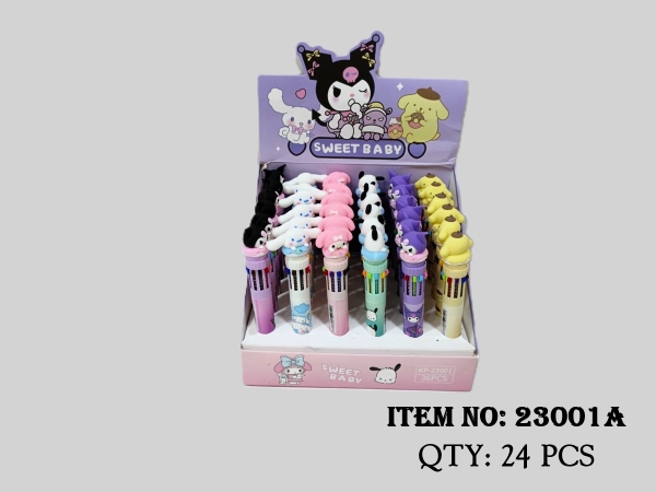 23001A  HỘP BÚT VIẾT BI BẤM NHIỀU NGÒI 10 MÀU SANRIO 36C