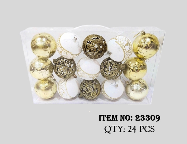 23309  HỘP QUẢ CHÂU TRANG TRÍ CÂY THÔNG NOEL ĐỦ KIỂU