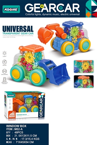 M02-A HỘP XE CÔNG TRÌNH XÚC PIN NHẠC ĐÈN, BÁNH RĂNG