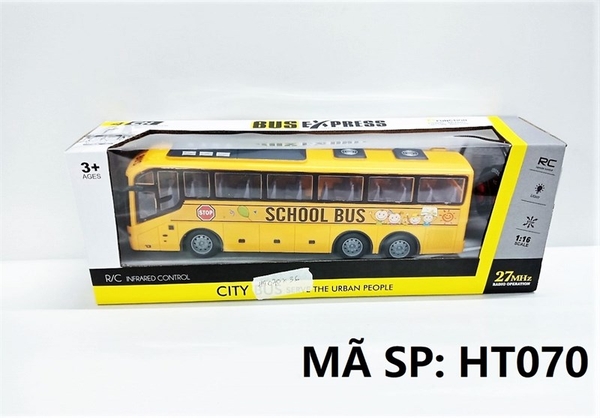 HT070 HỘP XE BUS (SCHOOL BUS) ĐIỀU KHIỂN 7 ĐỘNG TÁC, KHÔNG SẠC, TL 1:16